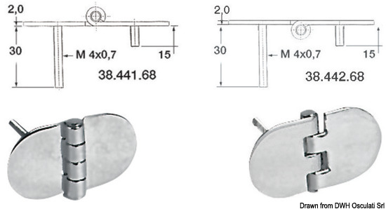 Cerniera inox 68,5x38,5 mm